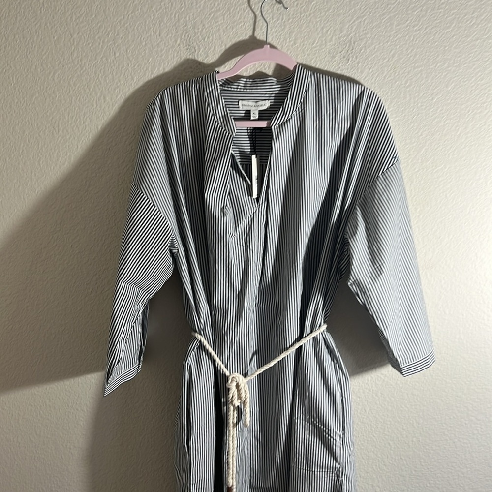 Banana Republic women’s SHIRT dress  SZ XL 100% cotton v-neck POPLIN   Coastal - Picture 4 of 10